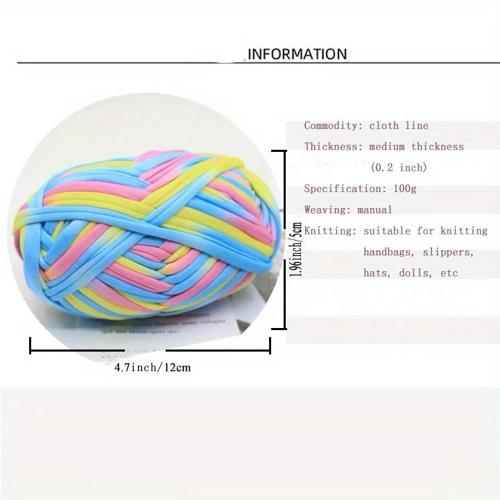 3PC 300g Thick Fabric Yarn – Soft Colored DIY Yarn for Carpets, Bags, Toys & Slippers