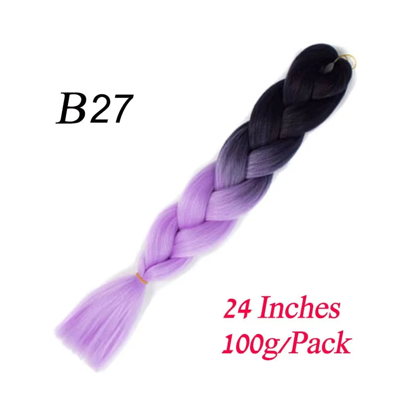 24 Inch Synthetic Ombre Braiding Hair – Jumbo Braid Extensions for DIY Hairstyles (Blue/Grey)