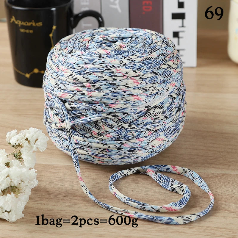 600g Large Polyester Fabric Yarn Set (2 Pieces) – Colorful Elastic Yarn for Bags, Slippers & DIY Crafts