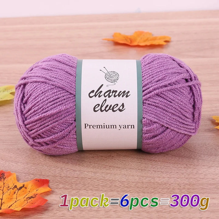 300g Multi-Color Acrylic Milk Yarn – Soft & Strong Knitting Yarn Balls (6 Pieces/Pack)