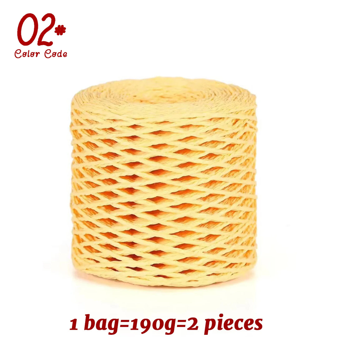 190g Bamboo Raffia Yarn (2 Skeins) – Straw Paper Crochet Yarn for Summer Hats, Bags & DIY Crafts