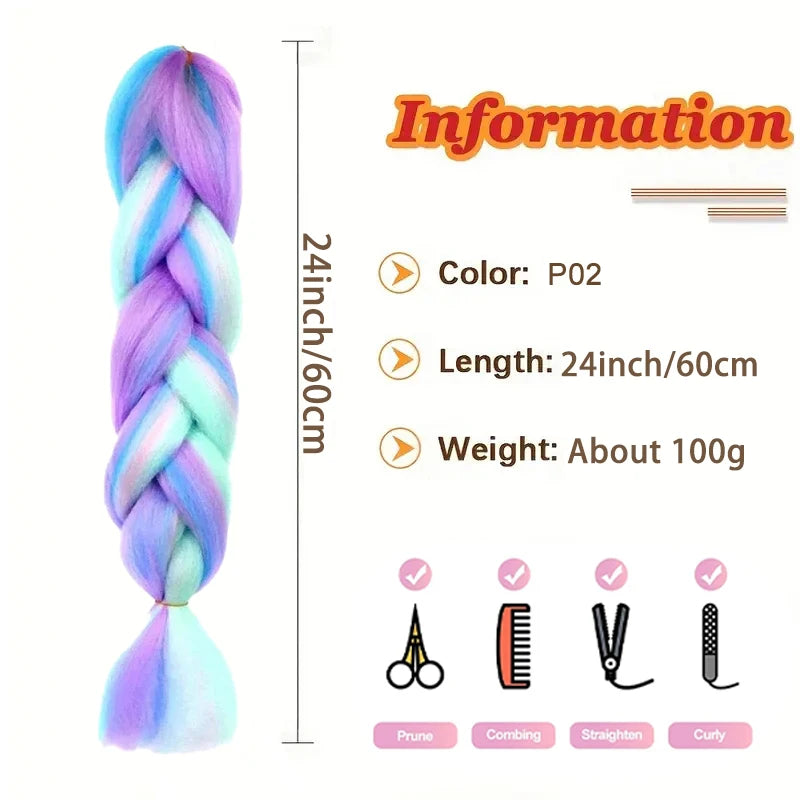 24-Inch Synthetic Long Straight Yaki Jumbo Braids – Pre-Stretched Hair Extensions