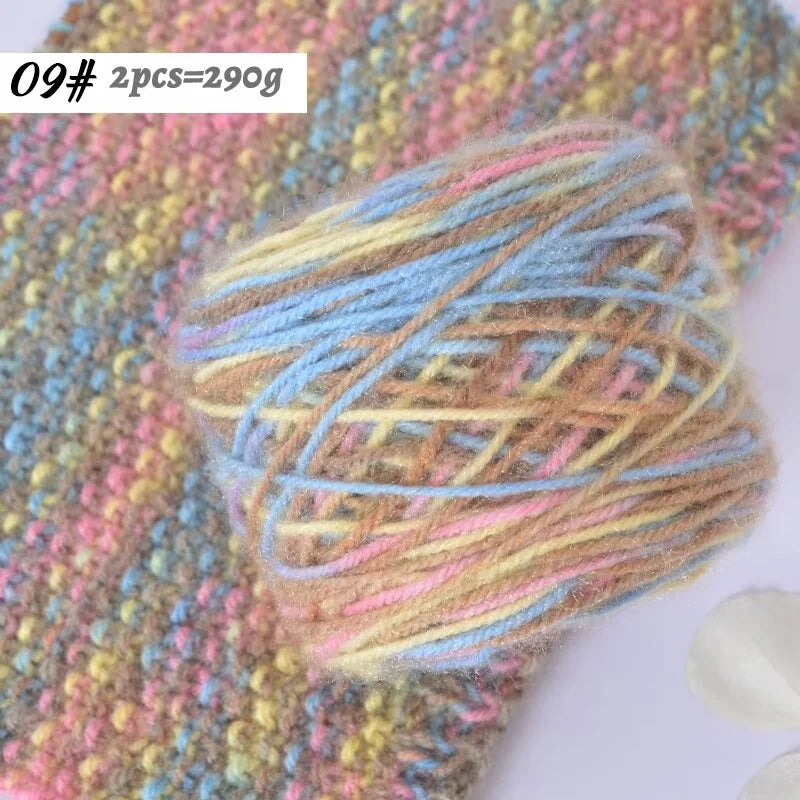 290g Colorful Gradient Imitation Squirrel Yarn – Thick Section-Dyed Yarn for Knitting & Crochet (2 Pcs/Pack)