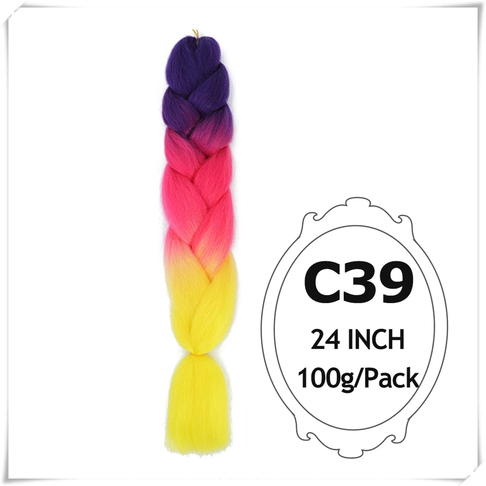 Pre-Stretched Jumbo Braiding Hair – 24 Inch Ombre Purple Synthetic Crochet Extensions for Women