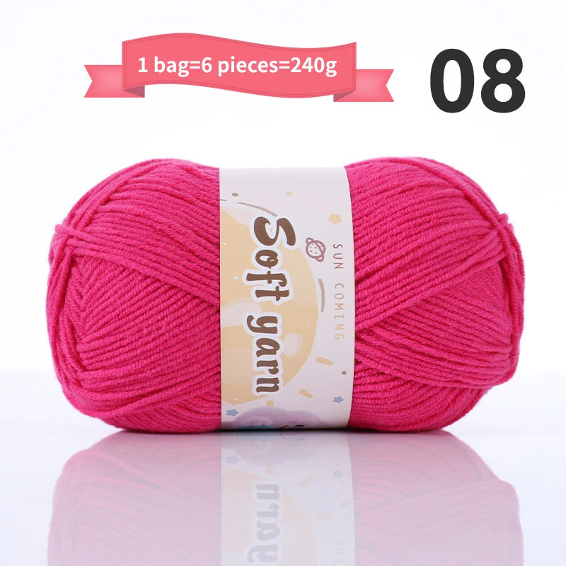 240g Medium-Thin Combed Yarn – Soft DIY Knitting & Crochet Yarn Balls (6 Pieces / Pack)