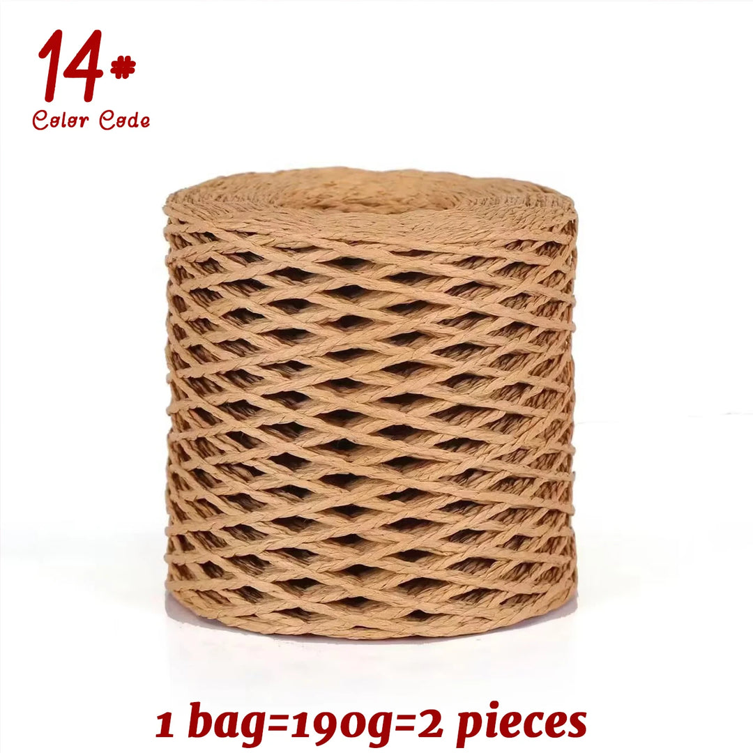 190g Bamboo Raffia Yarn (2 Skeins) – Straw Paper Crochet Yarn for Summer Hats, Bags & DIY Crafts