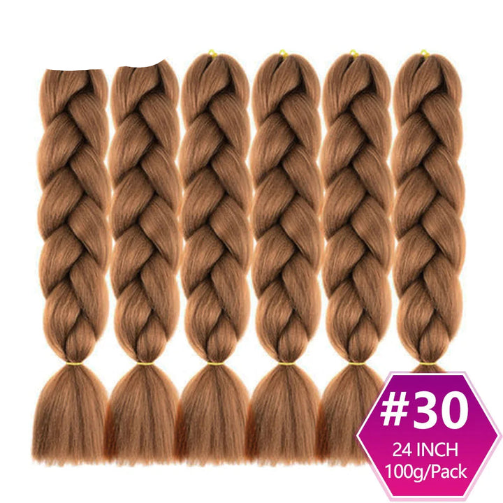 Set of braided hair extensions with  on a white background.