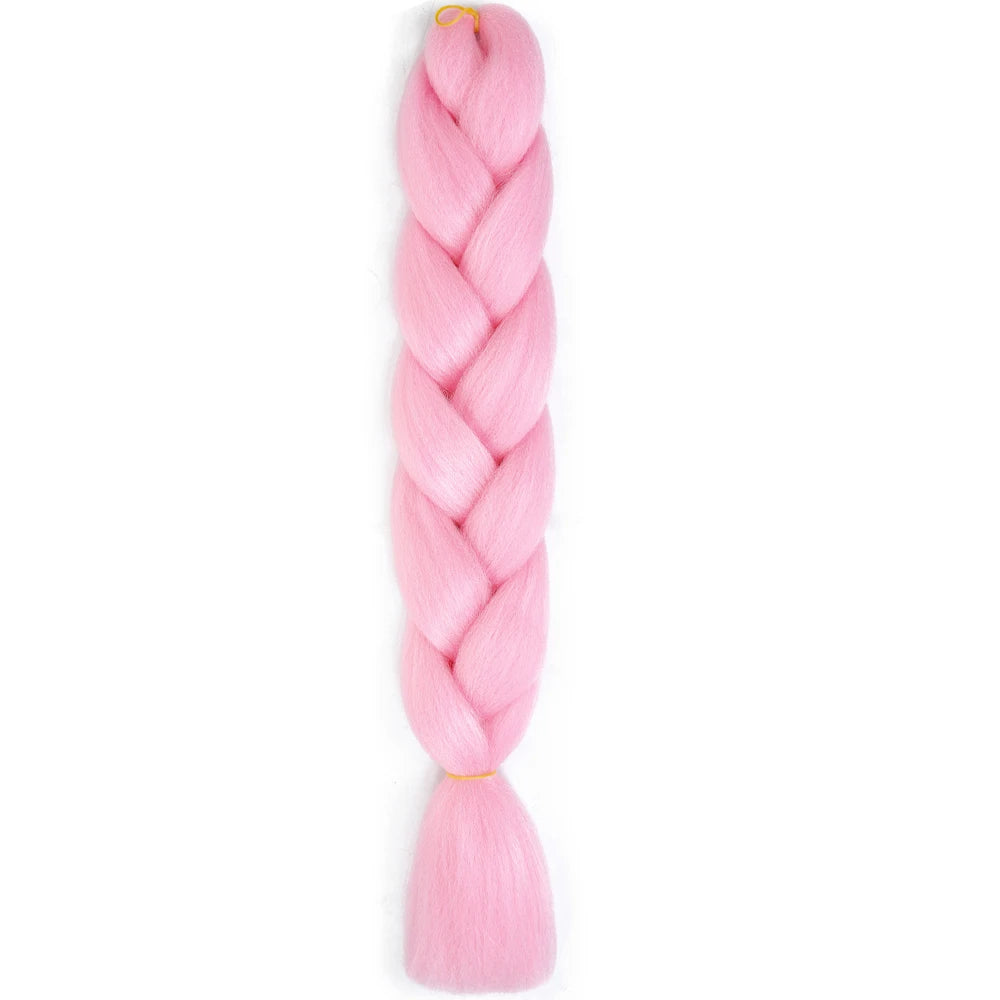 24 Inch Jumbo Box Braids Extensions – Synthetic Braiding Hair for Children (Pink, Purple, Yellow, Gray)