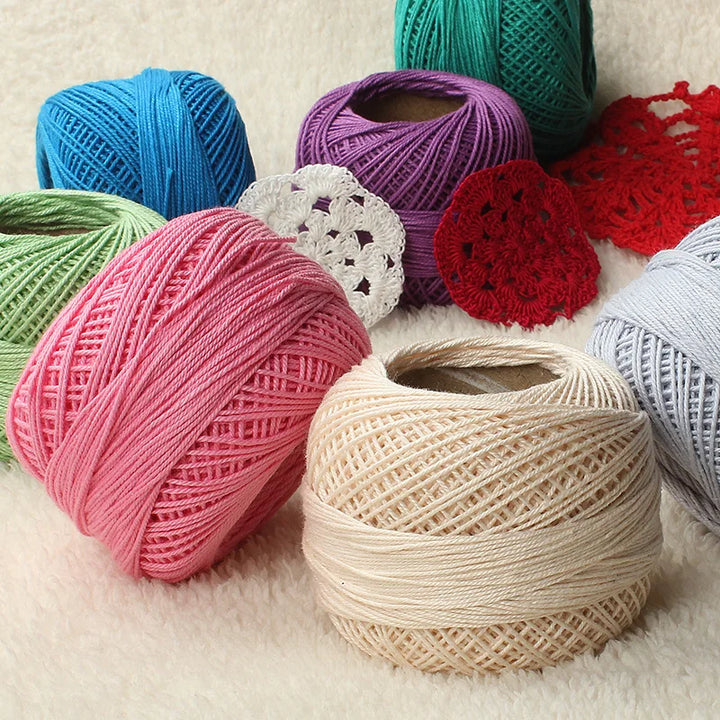 No. 3 Pearl Lace Cotton Thread (4 Pack / 200g) – Fine Hand-Knitting & Crochet Yarn for Shawls, Hats & Summer Outwear