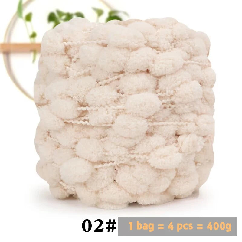 Super Soft Bean Yarn – Plush Polyester Chunky Yarn for Blankets, Cushions, Hats & DIY Crafts (400g, 4pcs Pack)