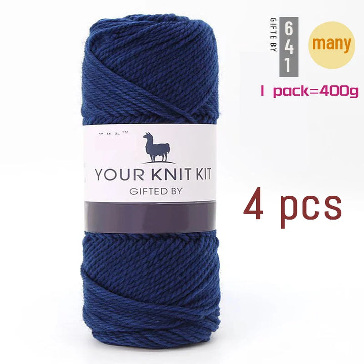 400g Alpaca Wool Yarn – Thick Pure Wool Knitting Yarn for Sweaters, Shawls & Scarves (4 Pieces/Pack)