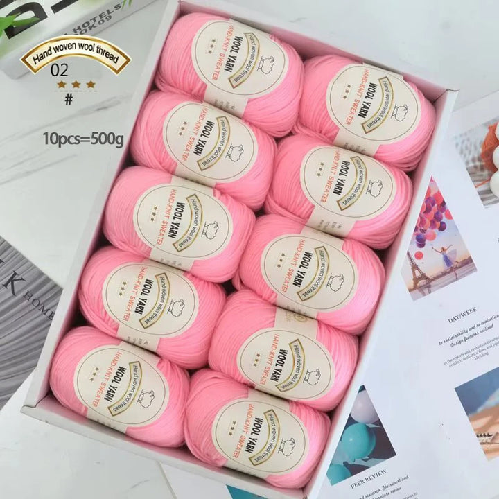 500g 2112 Medium-Fine Wool Yarn – Soft DIY Knitting Yarn for Sweaters, Jackets, Scarves, Hats & Handmade Crafts (10pcs Bag)