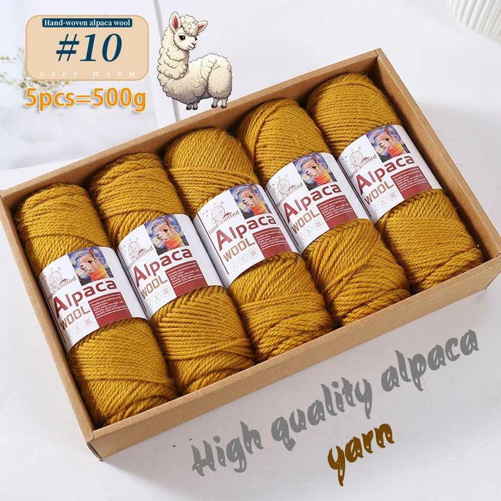 500g Alpaca Wool 245 Stick Stitch Yarn (5 Pieces) – Thick Knitting Yarn for Sweaters, Coats, Blankets & DIY Crafts