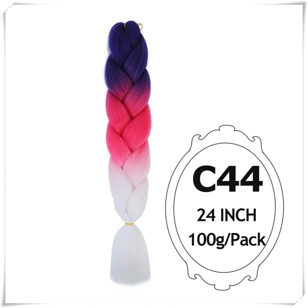 Pre-Stretched Jumbo Braiding Hair – 24 Inch Ombre Purple Synthetic Crochet Extensions for Women