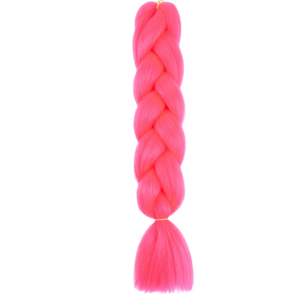 24 Inch Jumbo Box Braids Extensions – Synthetic Braiding Hair for Children (Pink, Purple, Yellow, Gray)