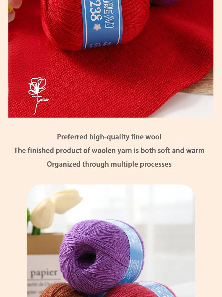 300g 238 Pure Wool Yarn (6 Pack) – High-Quality Knitting Yarn for Sweaters, Vests & Hats