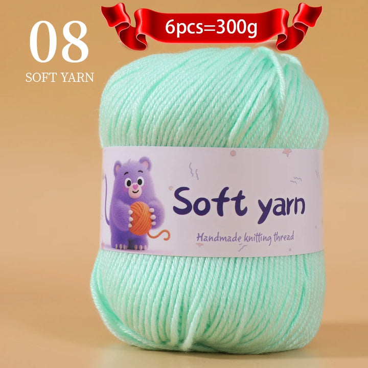 300g Soft Thin Yarn Balls – Lightweight Hand-Knitting Yarn for Sweaters, Hats, Scarves & DIY Crafts (6pcs Pack)