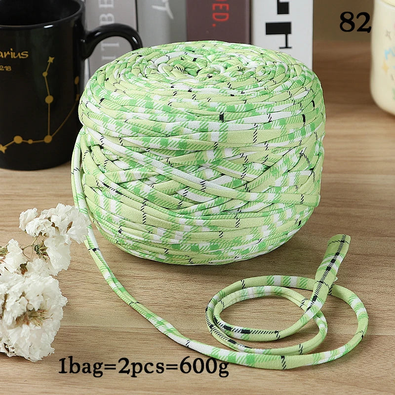 600g Large Polyester Fabric Yarn Set (2 Pieces) – Colorful Elastic Yarn for Bags, Slippers & DIY Crafts