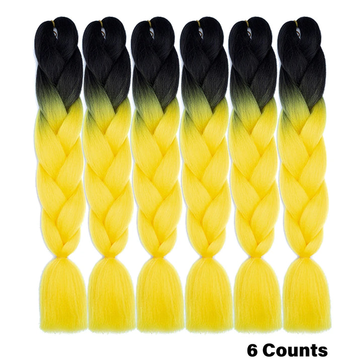Rainbow Pre-Stretched Braiding Hair – Jumbo Box Braids High-Temperature Synthetic Extensions (6 Packs)