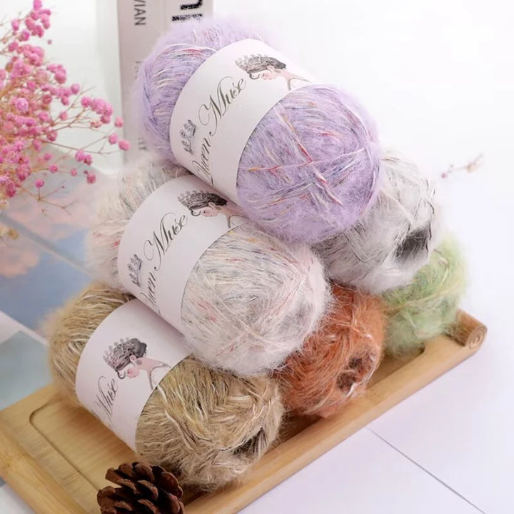 400g Multicolored Rainbow Alpaca Mohair Yarn – Soft Fluffy Knitting Yarn for Sweaters & Shawls (8 Pieces/Bag)