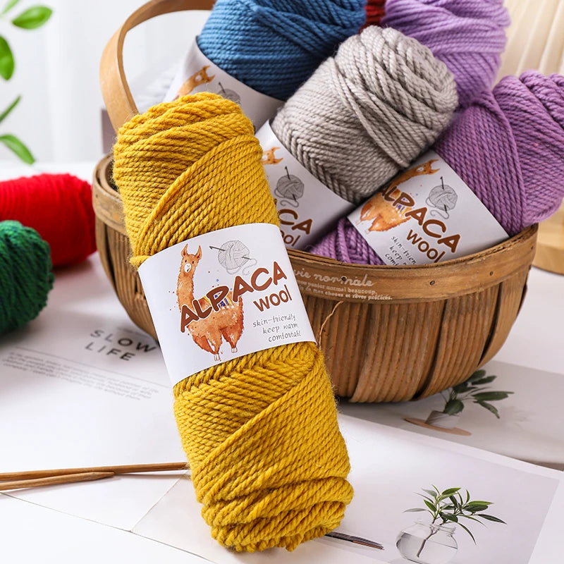 500g Thick Alpaca Wool Yarn Set (5 Skeins) – Soft Warm Knitting Yarn for Sweaters, Scarves, Hats & Winter Crafts