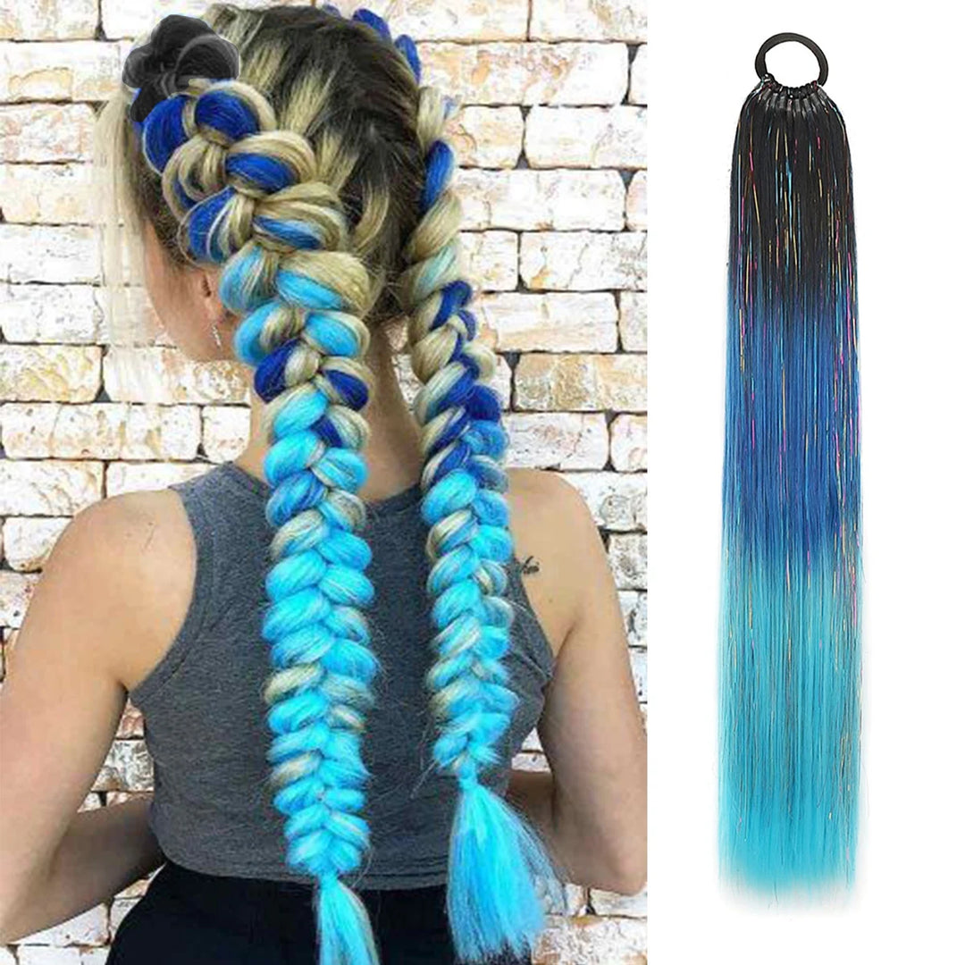 Purple, Pink & White 3-Tone Ombre Braiding Hair – Straight Jumbo Braids with Tinsel, Festival & Rave Hair Extensions for Girls (Crazy Hair Day)
