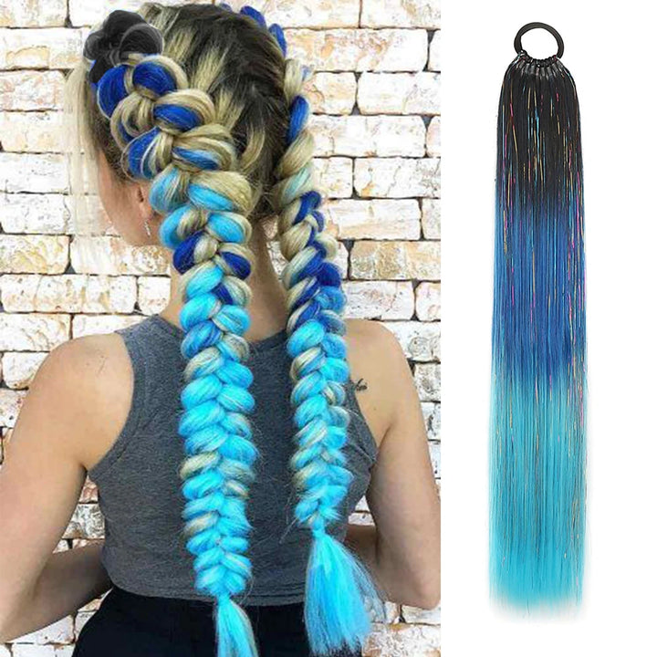 Purple, Pink & White 3-Tone Ombre Braiding Hair – Straight Jumbo Braids with Tinsel, Festival & Rave Hair Extensions for Girls (Crazy Hair Day)