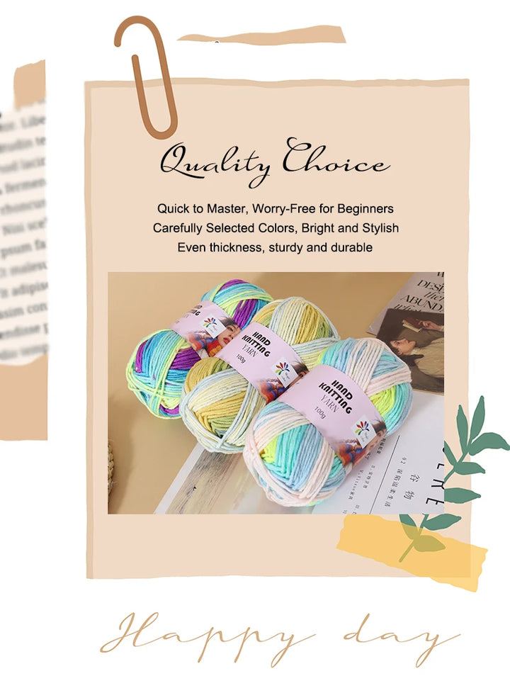 High-Quality 7-Strand Gradient Yarn – Medium-Thick Multi-Colored Yarn for Sweaters, Hats, Scarves & DIY Crafts