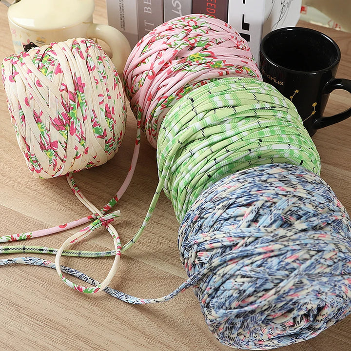 600g Large Polyester Fabric Yarn Set (2 Pieces) – Colorful Elastic Yarn for Bags, Slippers & DIY Crafts