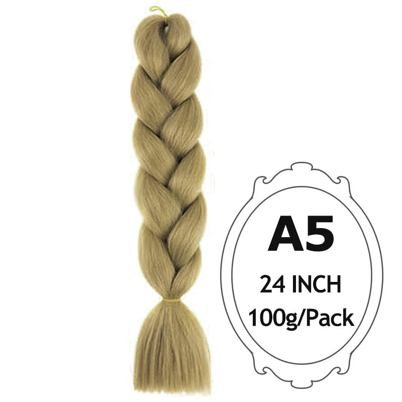 24 Inch Ombre Jumbo Braiding Hair – 5 Packs Yaki Texture Synthetic Extensions for Box Braids