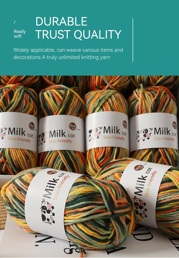 Colorful 5-Strand Gradient Yarn – Multi-Color Segment-Dyed Knitting Yarn for Sweaters, Hats, Scarves & DIY Crafts