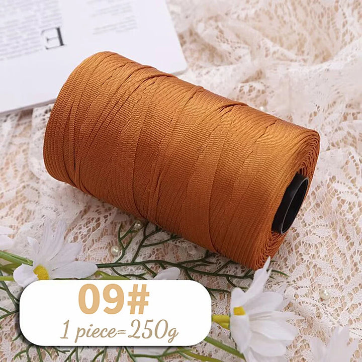 250g Lightweight Flat Ribbon Yarn – Hollow Crochet Yarn for Summer Hats, Bags & DIY Crafts