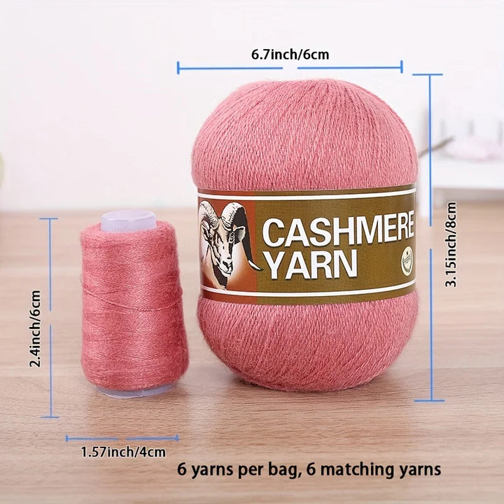 Cashmere Knitting Yarn Balls (6 Pack) – Soft Luxury Yarn for Sweaters, Hats, Scarves & DIY Crafts