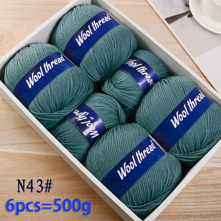500g Fine Wool & Sheep Cashmere Yarn – Soft Warm Knitting Yarn (6 Pieces/Pack)