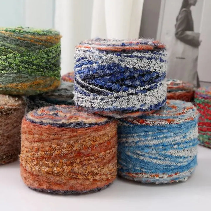 200g Oil Painting Gradient Mohair Wool Yarn (2 Pieces) – Colorful Rainbow Yarn for Sweaters, Coats, Hats & Scarves