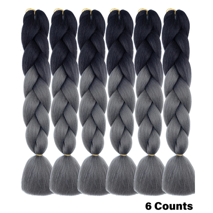 Rainbow Pre-Stretched Braiding Hair – Jumbo Box Braids High-Temperature Synthetic Extensions (6 Packs)