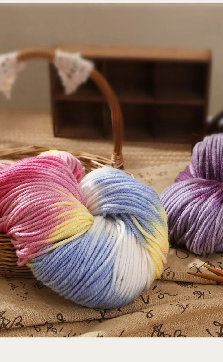 400g Hand-Dyed Chunky Alpaca Yarn (2 Skeins) – Gradient Rainbow Wool Yarn for Sweaters, Scarves & Hats