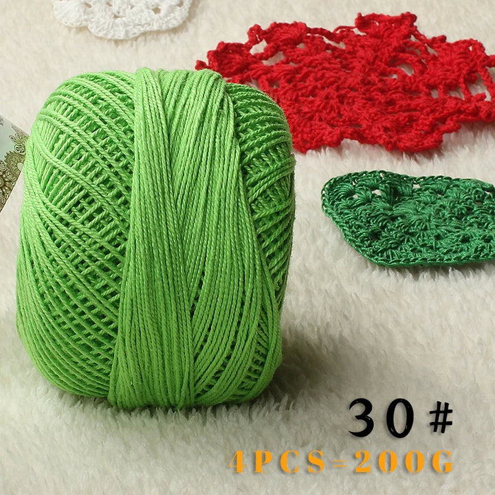 No. 3 Pearl Lace Cotton Thread (4 Pack / 200g) – Fine Hand-Knitting & Crochet Yarn for Shawls, Hats & Summer Outwear