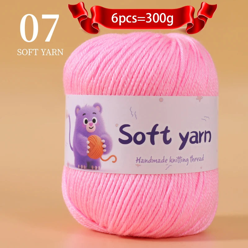 300g Soft Thin Yarn Balls – Lightweight Hand-Knitting Yarn for Sweaters, Hats, Scarves & DIY Crafts (6pcs Pack)