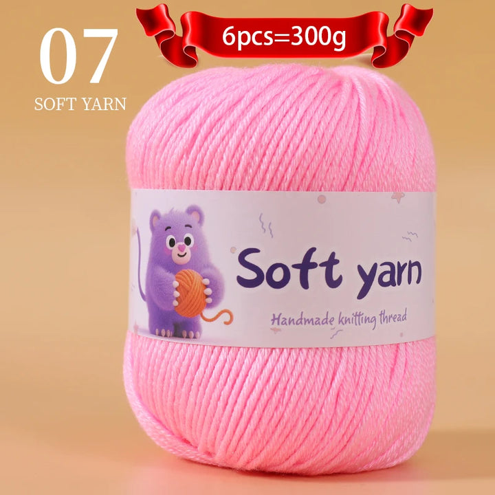 300g Soft Thin Yarn Balls – Lightweight Hand-Knitting Yarn for Sweaters, Hats, Scarves & DIY Crafts (6pcs Pack)