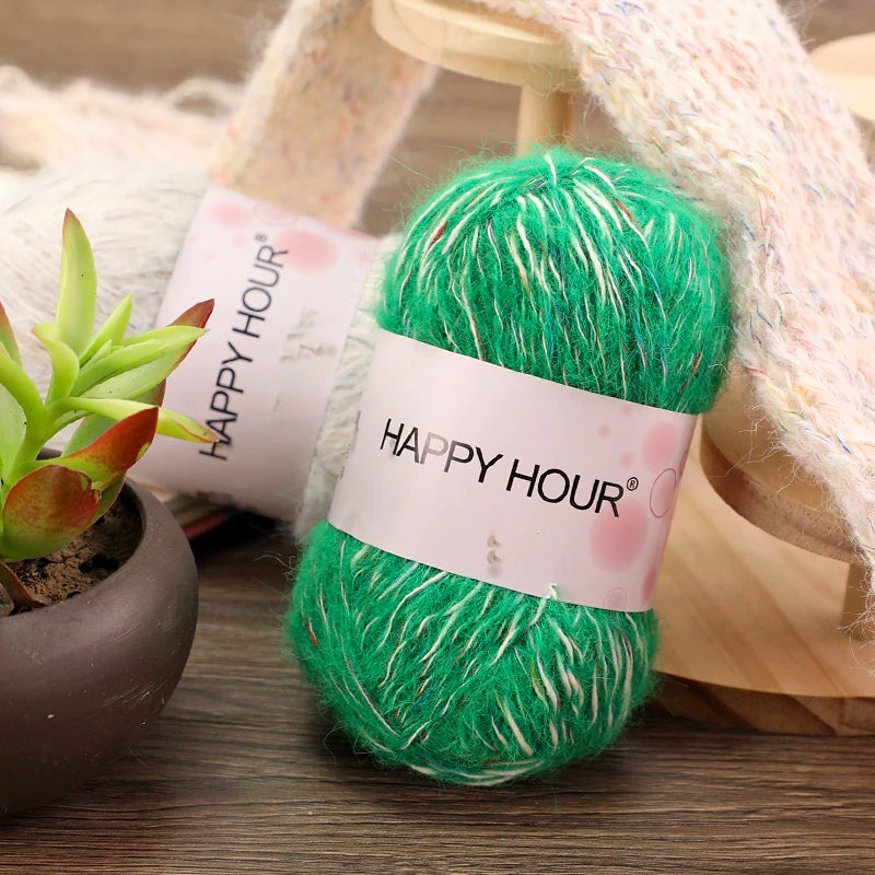 Mixed-Color Long-Haired Mohair Yarn – Fashionable Fluffy Knitting Yarn for Sweaters & Crafts