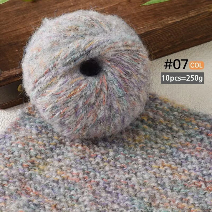 250g Colorful Mohair Alpaca Yarn Set (10 Pieces) – Soft Medium-Thick Yarn for Sweaters, Coats, Shawls & DIY Crafts
