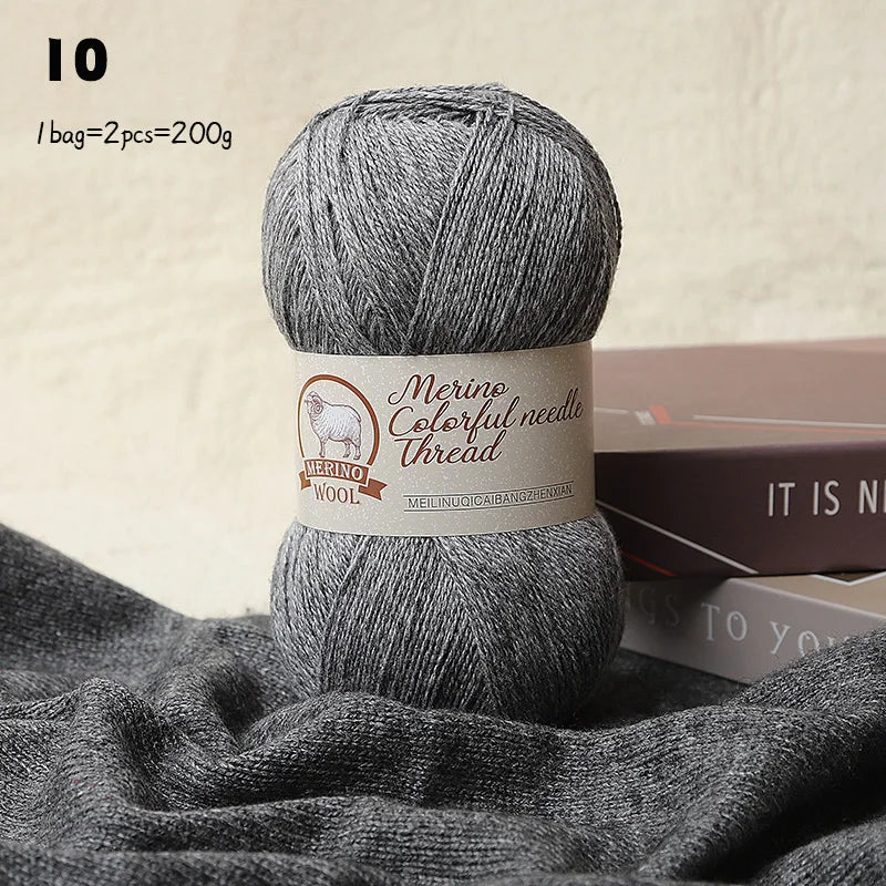Solid Color Medium-Thick Cashmere Blend Yarn – Soft Luxury Yarn for Sweaters, Scarves & Handmade Crafts