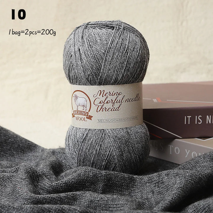 Solid Color Medium-Thick Cashmere Blend Yarn – Soft Luxury Yarn for Sweaters, Scarves & Handmade Crafts