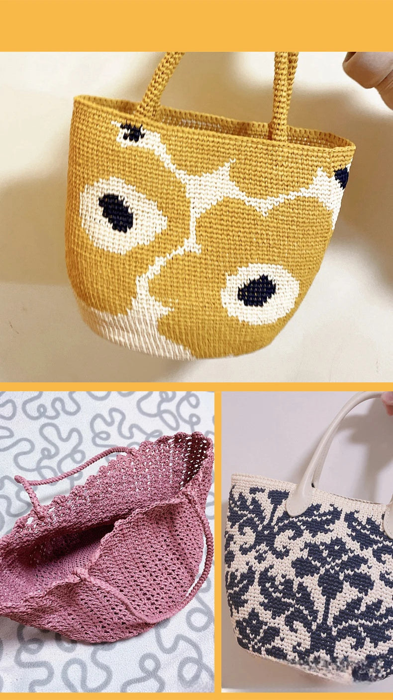 190g Bamboo Raffia Yarn (2 Skeins) – Straw Paper Crochet Yarn for Summer Hats, Bags & DIY Crafts