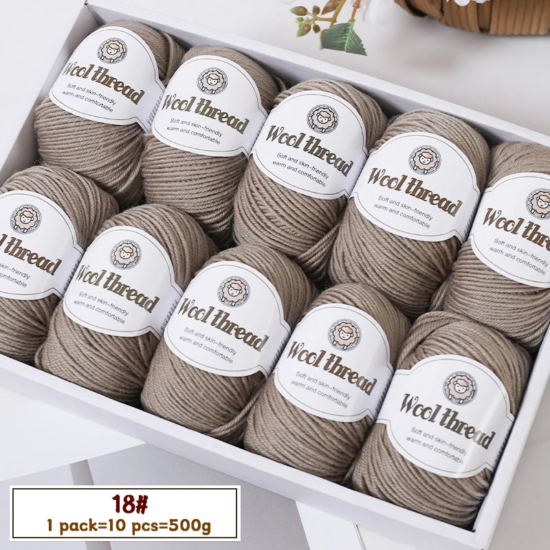 500g Fine Wool Knitting Yarn – Soft Handmade Yarn for Sweaters, Scarves, Hats & DIY Crafts (10 Skeins)