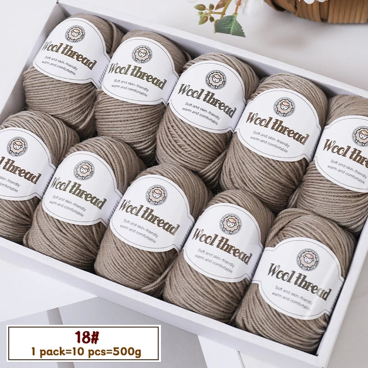 500g Fine Wool Knitting Yarn – Soft Handmade Yarn for Sweaters, Scarves, Hats & DIY Crafts (10 Skeins)