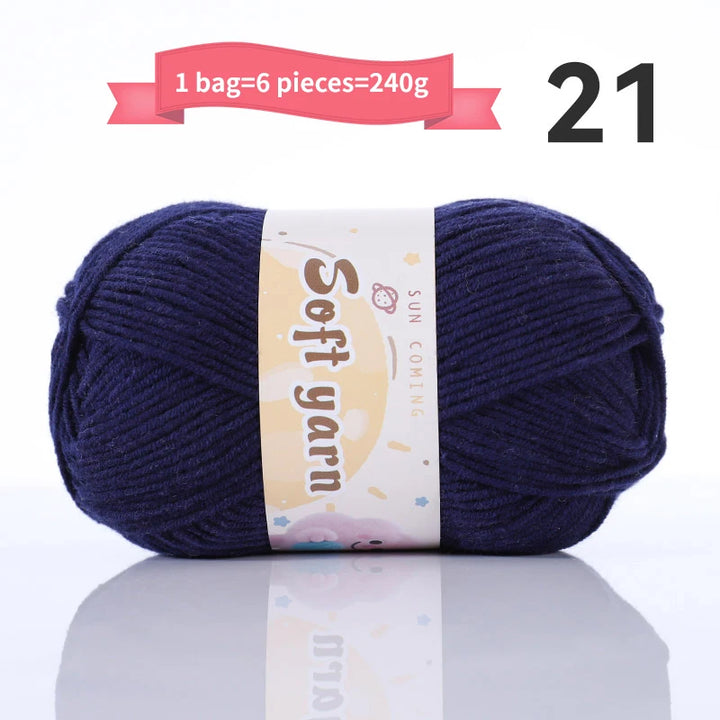 240g Medium-Thin Combed Yarn – Soft DIY Knitting & Crochet Yarn Balls (6 Pieces / Pack)