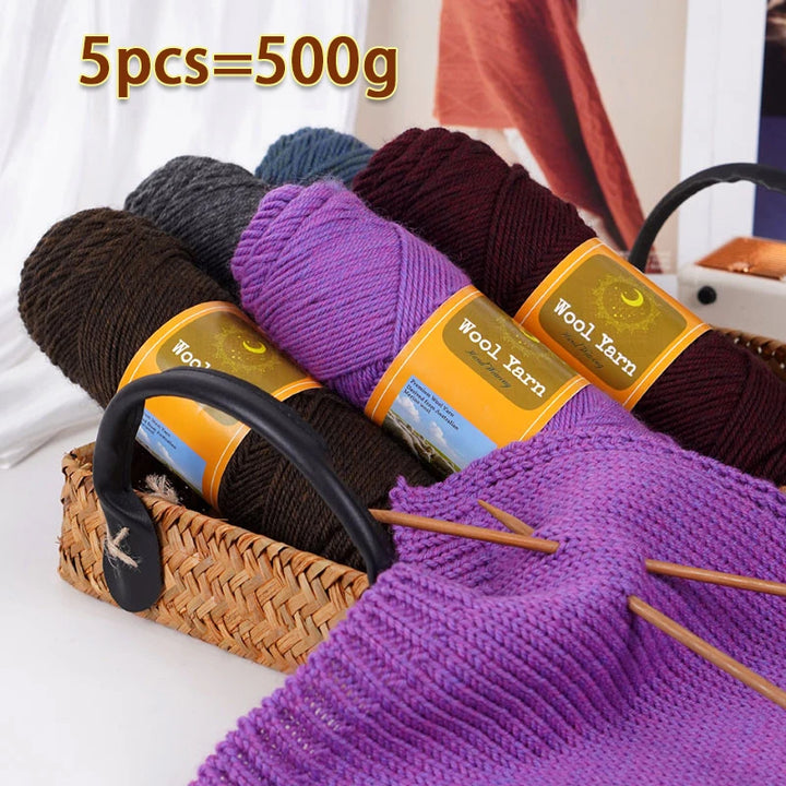 500g Colorful Alpaca Yarn – Thick Knitting Yarn for Sweaters, Coats, Scarves, Hats & Winter DIY Crafts