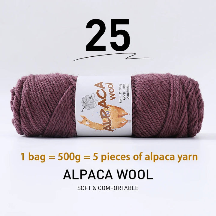 500g Thick Alpaca Wool Yarn Set (5 Skeins) – Soft Warm Knitting Yarn for Sweaters, Scarves, Hats & Winter Crafts